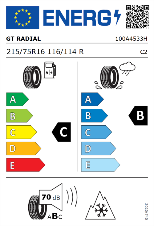 Tyre Label for GT Radial Maxmiler Pro 215/75R16 116/114R