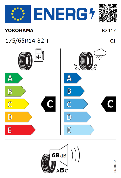 Tyre Label for Yokohama BluEarth-Es ES32 175/65R14 82T
